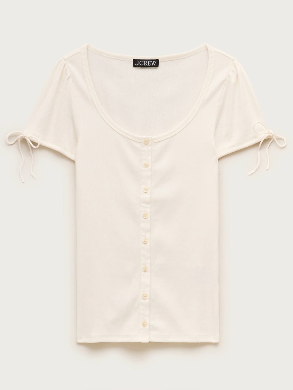 JCREW Ivory Rib Button-Up Shirt with satin trim NWT